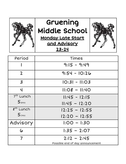 Monday Schedule